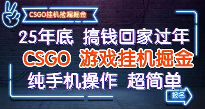 (16343期)25年底搞钱回家过年,CSGO游戏挂机掘金,纯手机操作超简单-领学通