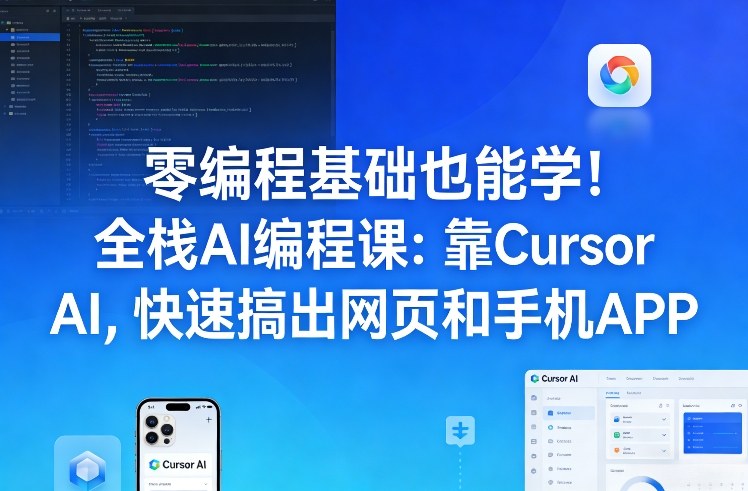 零编程基础也能学！全栈AI编程课：靠Cursor AI，快速搞出网页和手机APP-领学通