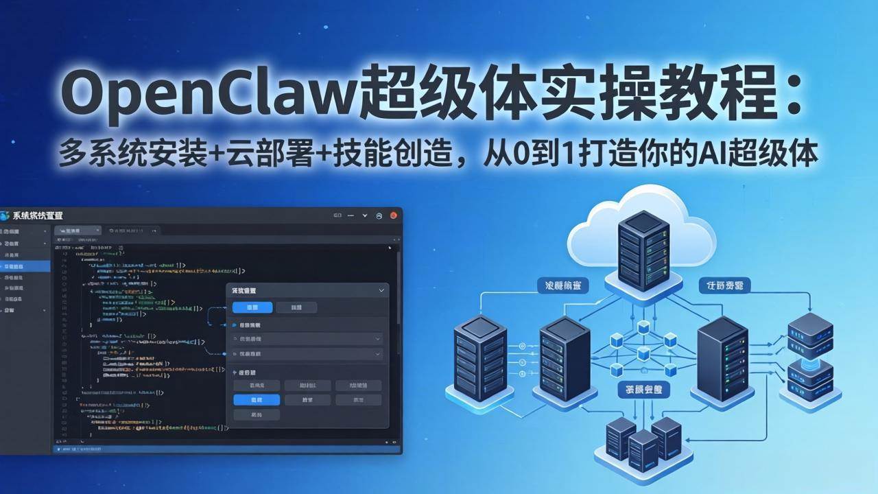 （17603期）OpenClaw-小龙虾 超级体实操教程：多系统安装+云部署+技能创造，从0到1打造你的AI超级体-领学通