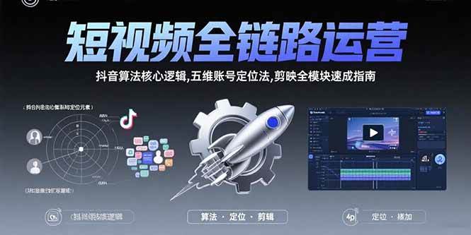 （15580期）短视频全链路运营：抖音算法核心逻辑,五维账号定位法,剪映全模块速成指南-领学通