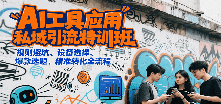 AI工具应用私域引流特训班，规则避坑、设备选择、爆款选题、精准转化全流程-领学通
