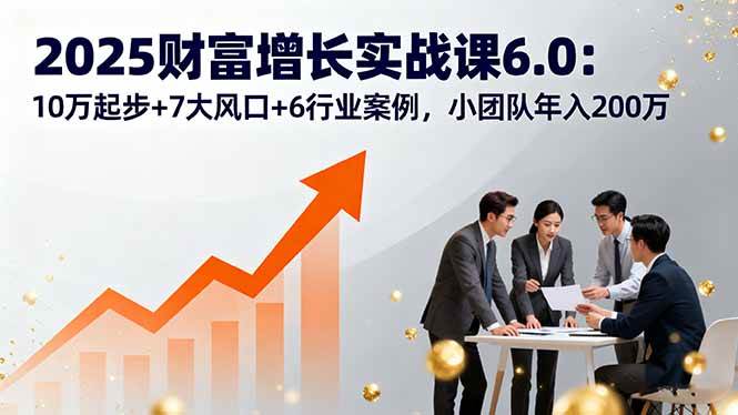 （16004期）2025财富增长实战课6.0：10万起步+7大风口+6行业案例，小团队年入200万-领学通