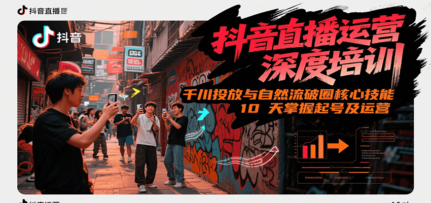 抖音直播运营深度培训，千川投放与自然流核心技能，10天掌握起号及运营(6-7月新课)-领学通