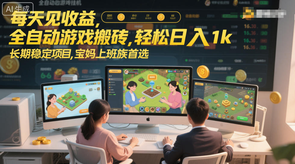 每天见收益,全自动游戏搬砖,轻松日入1k,长期稳定项目,宝妈上班族首选【揭秘】-领学通