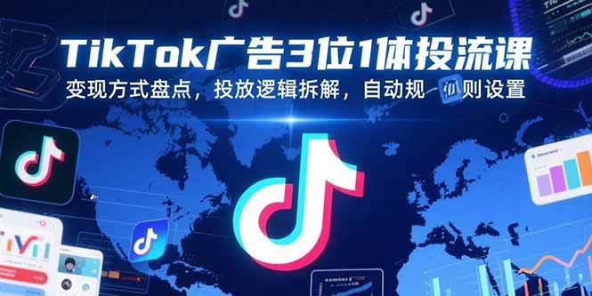 （15460期）TikTok广告3位1体投流课，变现方式盘点，投放逻辑拆解，自动规则设置-领学通