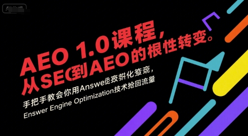 AEO 1.0 课程,从SEO到AE0的基命性转变,手把手教会你用AnswerEngineOptimization技术抢回流量(更新)-领学通