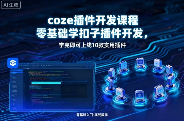 coze插件开发课程，零基础学扣子插件开发，学完即可上线10款实用插件-领学通