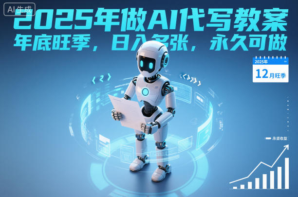 2025年做AI代写教案,年底旺季,日入多张,永久可做-领学通