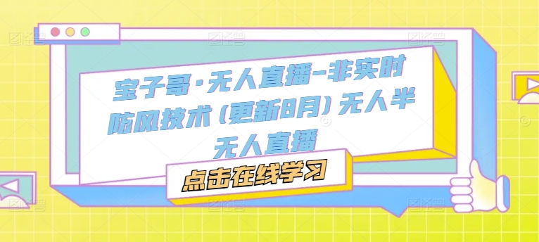 宝子哥·无人直播-非实时防风技术(更新25年6月)无人半无人直播-领学通