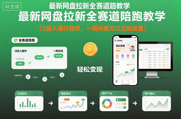 最新网盘拉新全赛道陪跑教学,0投入操作简单,一周内就可以见到成果-领学通