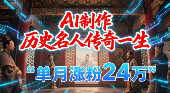 暴力起号！用AI制作历史名人传奇一生，单月涨粉24W，涨粉+变现赛道黑马来了-领学通