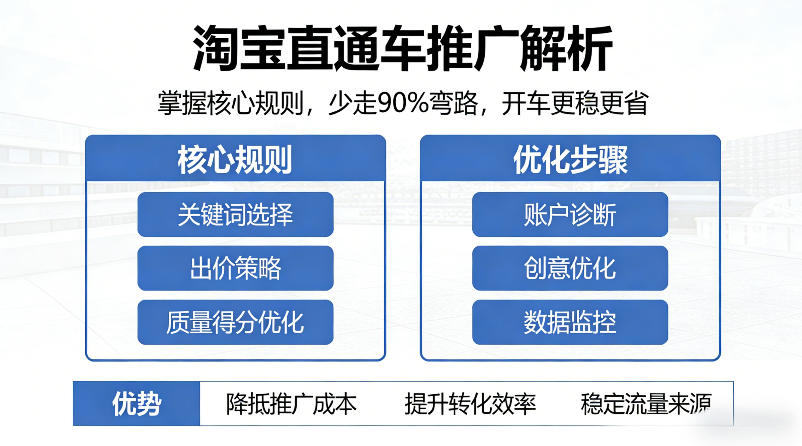 淘宝直通车推广解析，掌握核心规则，少走90%弯路，开车更稳更省-领学通