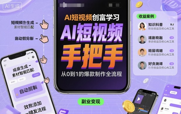 AI短视频创富学习,手把手教会你制作AI短视频-领学通