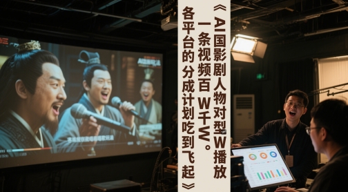 AI三国影视剧人物对口型唱歌玩法，一条视频百W千W播放，各平台的分成计划吃到飞起-领学通