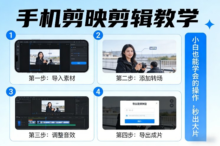 手机剪映剪辑教学，小白也能学会的操作，秒出大片-领学通