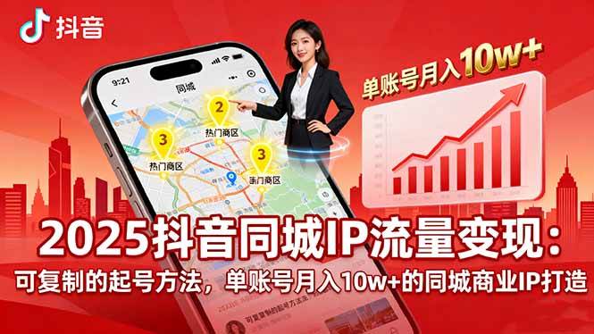 （16000期）2025同城IP流量变现：可复制的起号方法，单账号月入10w+的同城商业IP打造-领学通