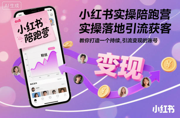 小红书实操陪跑营,实操落地引流获客,教你打造一个持续引流变现的账号-领学通