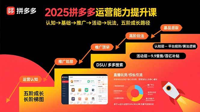 （15826期）2025拼多多运营能力提升课：认知→基础→推广→活动→玩法，五阶成长路径-领学通