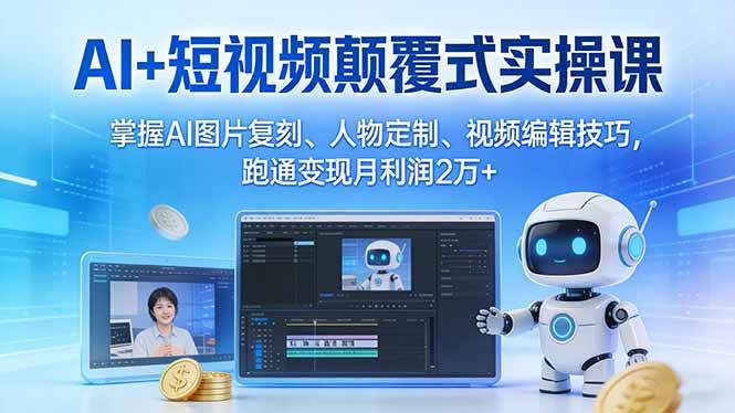 （17454期）AI+短视频颠覆式实操课：掌握AI图片复刻、人物定制、视频编辑技巧，跑通变现月利润2万+-领学通