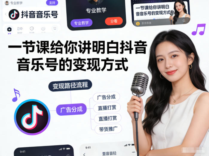一节课给你讲明白抖音音乐号的变现方式-领学通