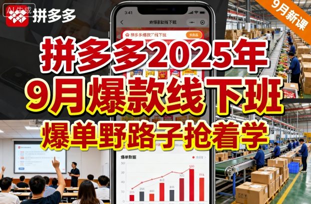 拼多多2025年9月爆款线下班，爆单野路子抢着学-领学通