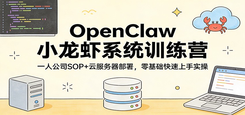 OpenClaw小龙虾系统训练营：一人公司SOP，云服务器部署，零基础快速上手实操-领学通