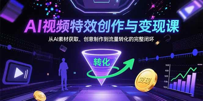 （15587期）AI视频特效创作与变现课：从AI素材获取、创意制作到流量转化的完整闭环-领学通