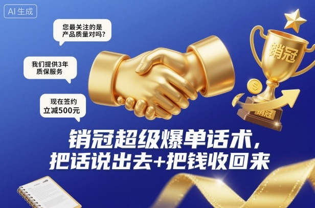 销冠超级爆单话术,把话说出去+把钱收回来-领学通