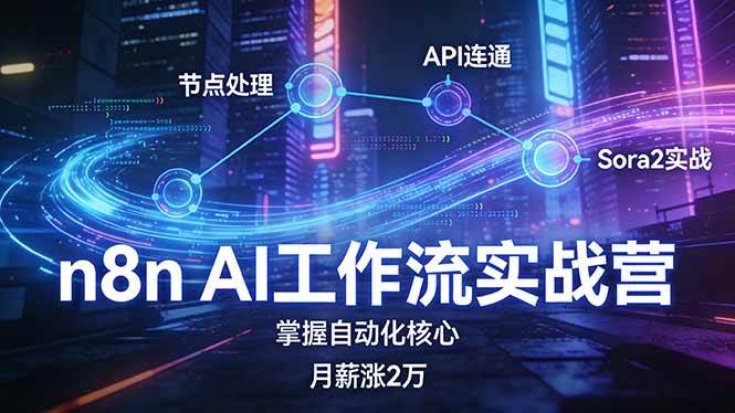 (17458期)n8n AI工作流实战营,节点处理+API连通+Sora2实战,掌握自动化核心月薪涨2万-领学通