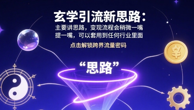 玄学引流新思路：主要讲思路，变现流程会稍微提一嘴，可以套用到任何行业里面-领学通