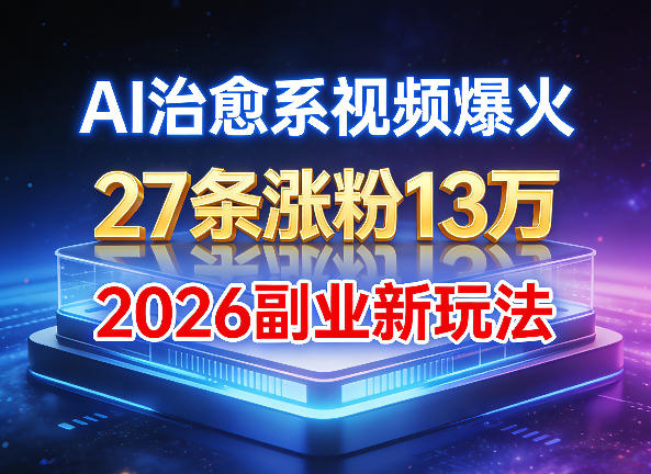 AI治愈系视频爆火,27条涨粉13W,2026新手副业新玩法-领学通