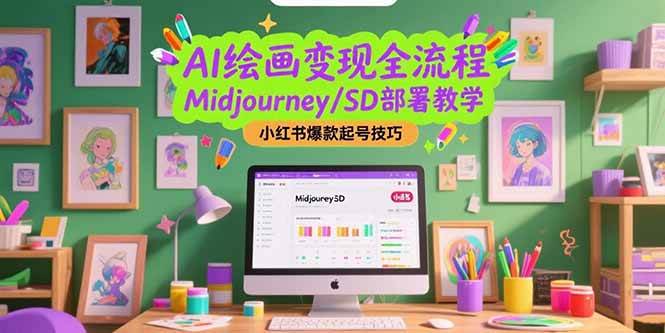 （15324期）AI绘画变现全流程，Midjourney/SD部署教学，小红书爆款起号技巧-领学通