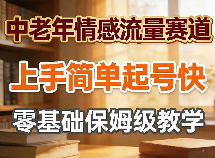 中老年情感流量赛道，上手简单起号快，零基础保姆级教学-领学通