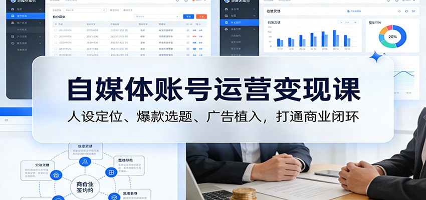 自媒体账号运营变现课:人设定位、爆款选题、广告植入,打通商业闭环-领学通