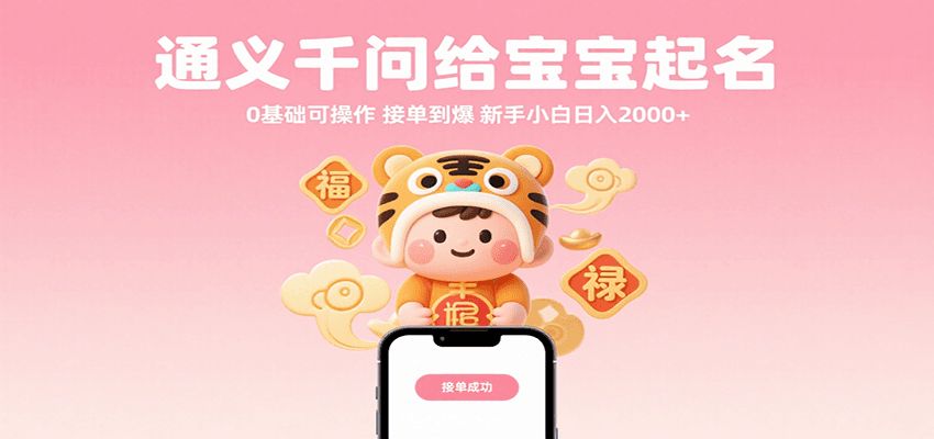 通义千问给宝宝起名 0基础可操作 接单到爆 新手小白日入2000+-领学通