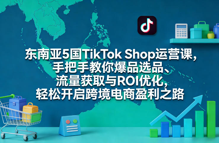 东南亚5国TikTok Shop运营课，手把手教你爆品选品、流量获取与ROI优化，轻松开启跨境电商盈利之路-领学通
