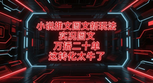 小说推文图文新玩法，实况图文，万播二十单，这转化太牛了！-领学通