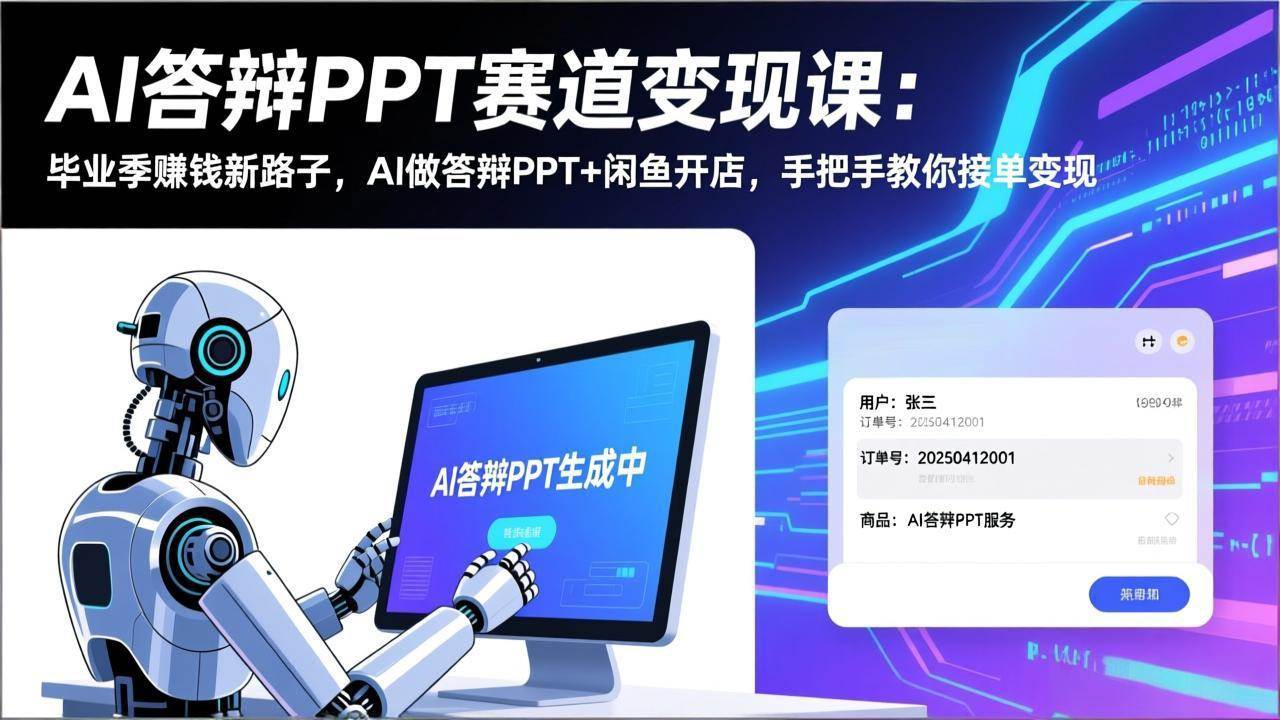 （17546期）AI答辩PPT赛道变现课：毕业季赚钱新路子，AI做答辩PPT+闲鱼开店，手把手教你接单变现-领学通