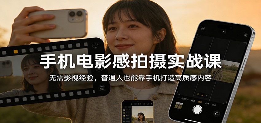 手机电影感拍摄实战课:无需影视经验,普通人也能靠手机打造高质感内容-领学通