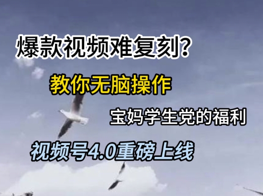 视频号4.0重磅上线，爆款视频难复刻？教你无脑操作宝妈学生党的福利【揭秘】-领学通