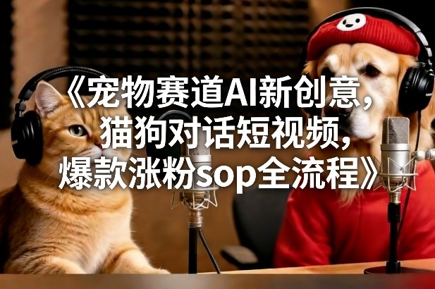 宠物赛道AI新创意,猫狗对话短视频,爆款涨粉sop全流程-领学通