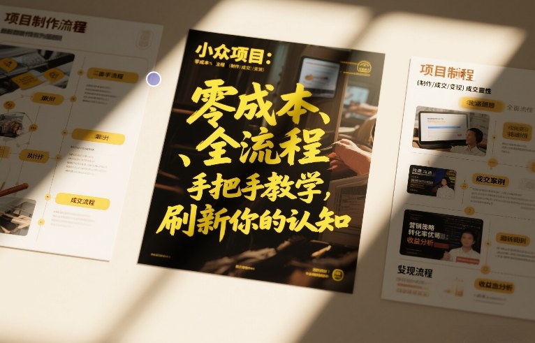 小众项目：零成本、全流程（制作-成交-变现）手把手教学，刷新你的认知-领学通