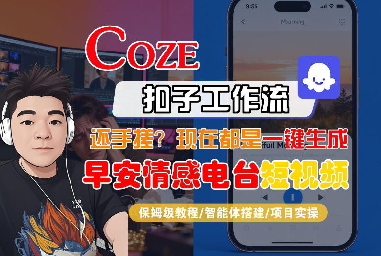 【Coze工作流搭建实操教程】【coze】早安情感电台日签视频还在手动做?用扣子工作流自动生成,省时90%-领学通