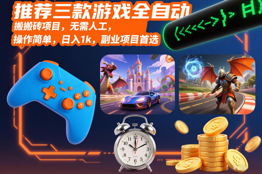推荐三款游戏全自动搬砖项目,无需人工,操作简单,日入1k,副业项目首选【揭秘】-领学通