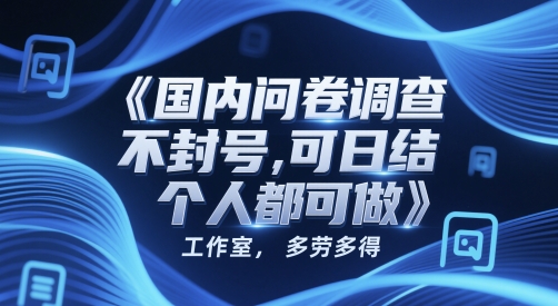 国内问卷调查，不封号，可日结，多劳多得，工作室，个人都可做-领学通