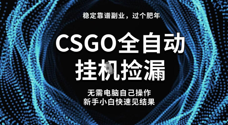 【稳定副业】全球最热门游戏CSGO全自动捡漏,最新玩法,新手小白日入5张+【揭秘】-领学通