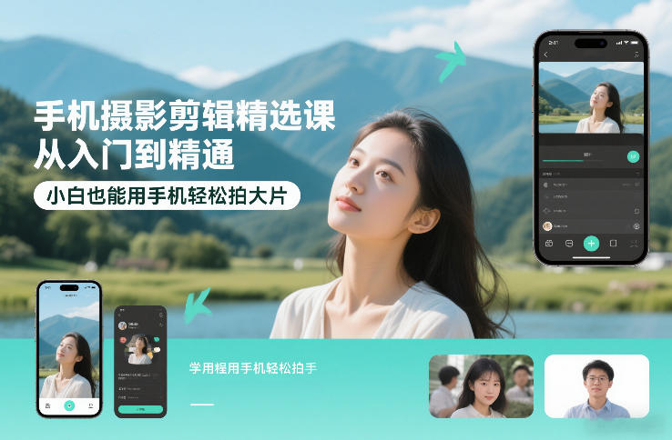 手机摄影剪辑精选课，从入门到精通，小白也能用手机轻松拍大片-领学通