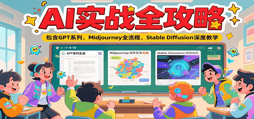 AI实战全攻略，包含GPT系列、Midjourney全流程、Stable Diffusion深度教学-领学通
