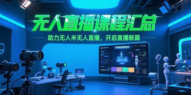 （15218期）无人直播课程汇总，含非实时防风技术，助力无人半无人直播，开启直播新篇-领学通