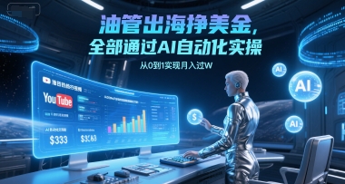 油管出海挣美金，全部通过AI自动化实操，从0到1实现月入过W-领学通